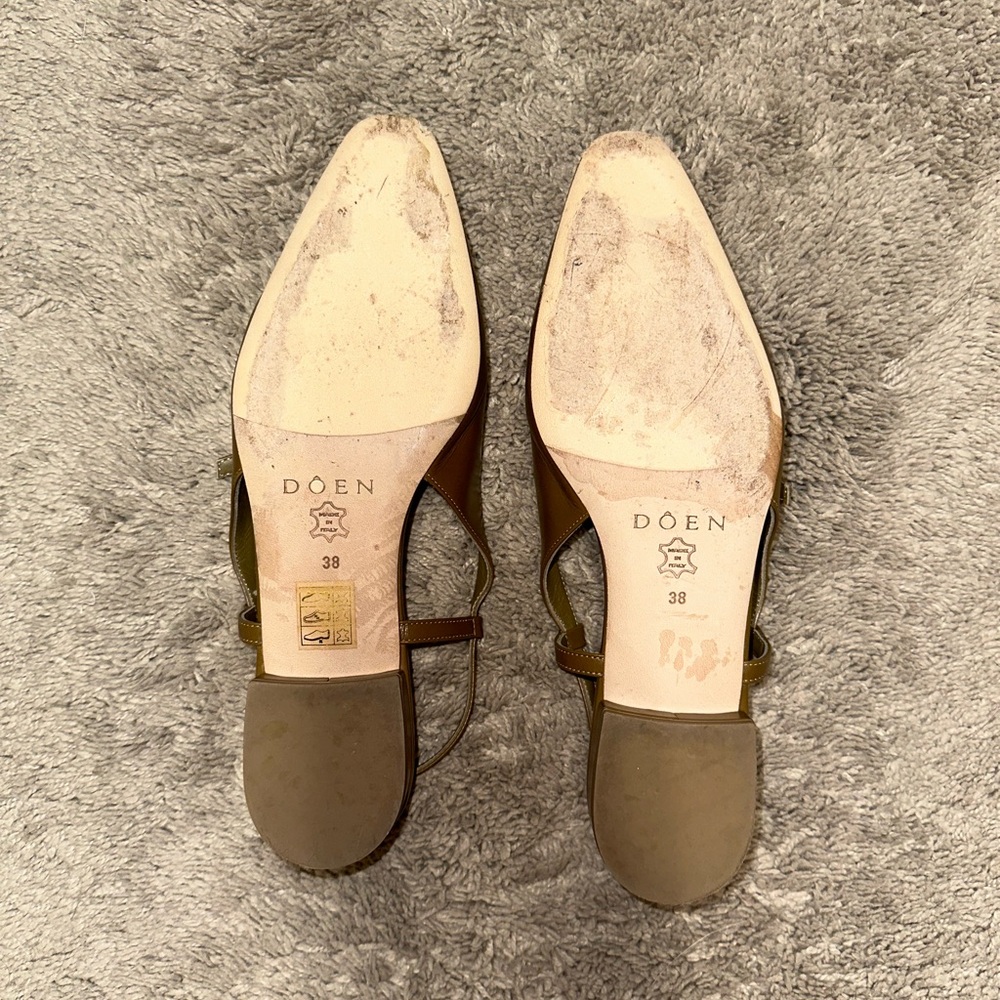 Doen Slingback Leather Sandal Pumps Shoes 38 - Picture 5 of 6